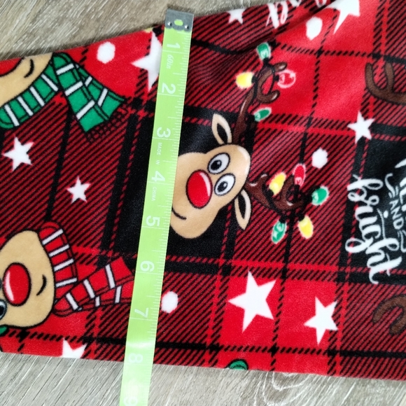 •No Boundaries Junior's M Size 7-8 Christmas Red Plaid Reindeer Fleece Leggings - Picture 12 of 16